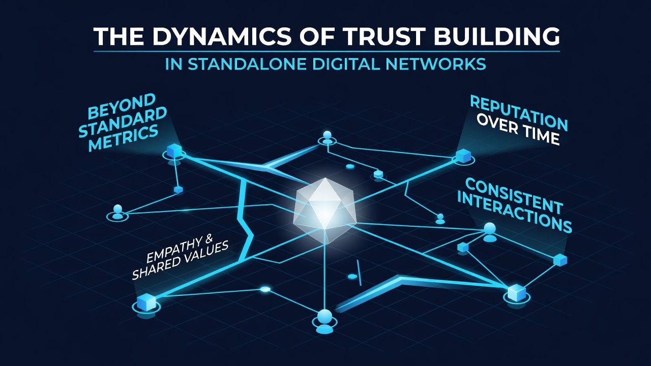 The Dynamics of Trust Building in Standalone Digital Networks Beyond Standard Metrics