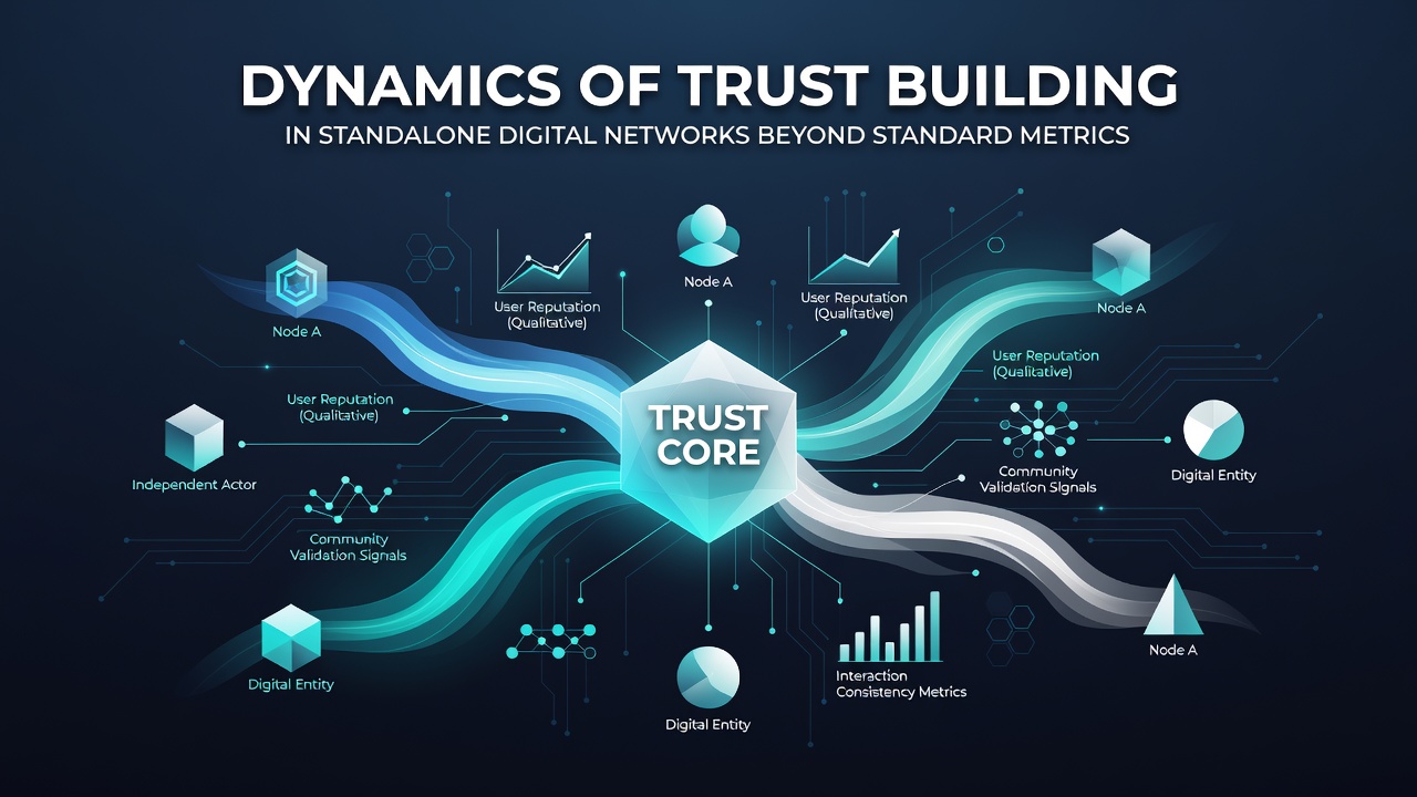 Diagram showing layered trust signals including encryption, audits, and community governance in digital networks